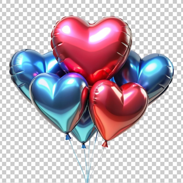 PSD realistic pink 3d heart balloons isolated on transparent background air balloons