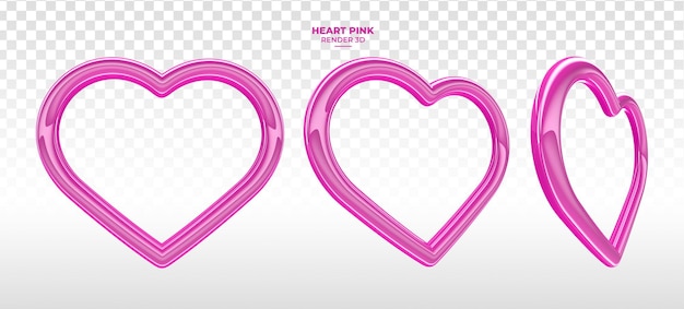 PSD realistico cuore rosa 3d rendering per san valentino