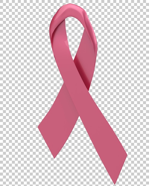 Realistic pink ribbon on transparent background 3d rendering illustration