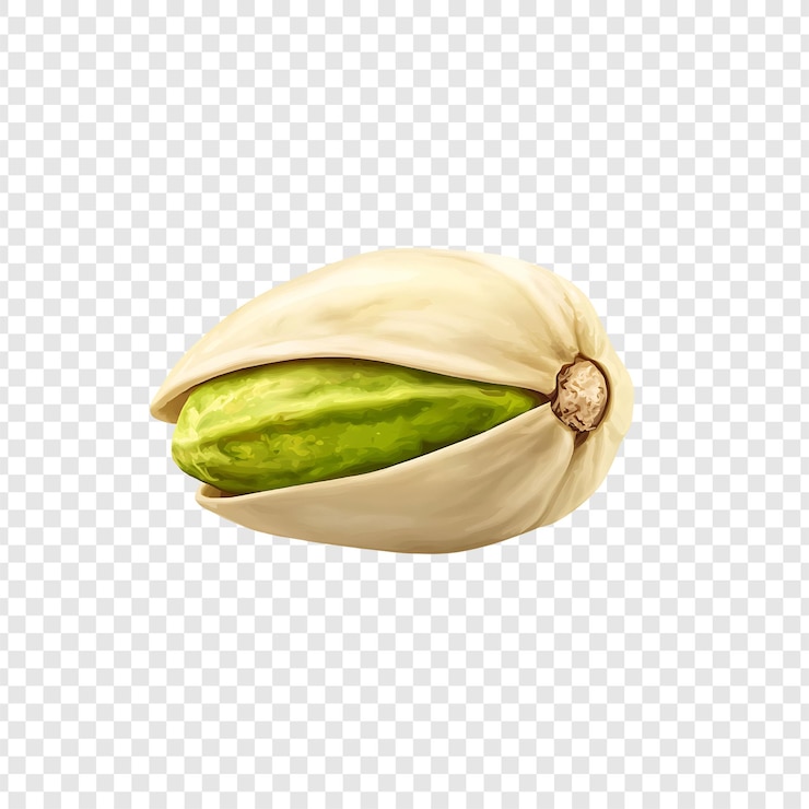 PSD 在透明的背景上孤立的现实的 pistachio 坚果