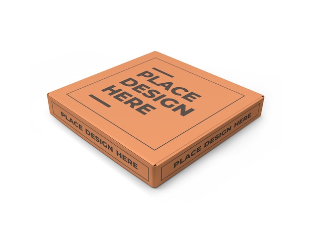 Realistic pizza box mockup template isolated