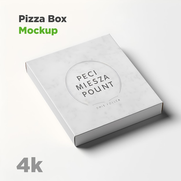 Реалистичный дизайн макета пиццы Минимальная белая коробка для пиццы Полностью редактируемая Мокет шедевра