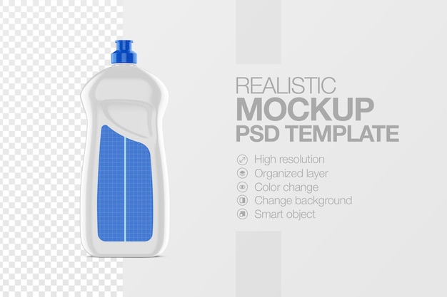 PSD realistic plastic bottle washing up mock up template