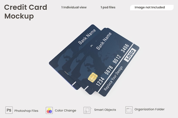 Realistic plastic card on hand mockup