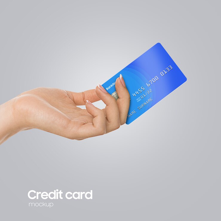 Realistic Plastic Card  on hand Mockup
