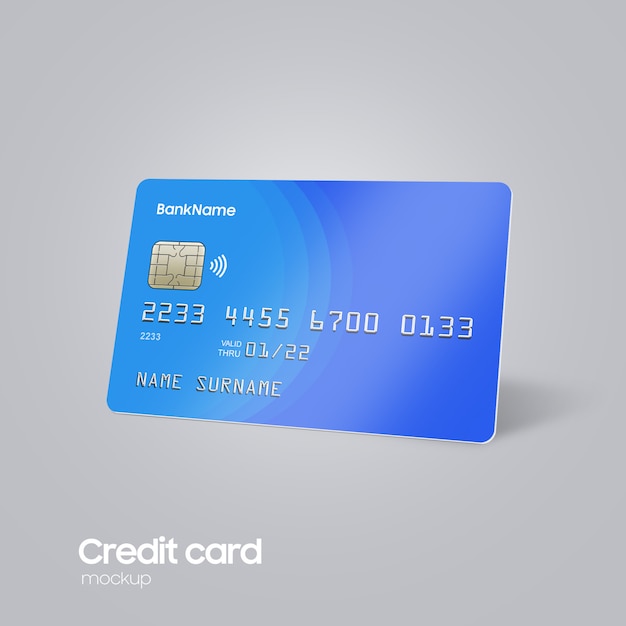 Premium PSD | Realistic plastic card on hand mockup