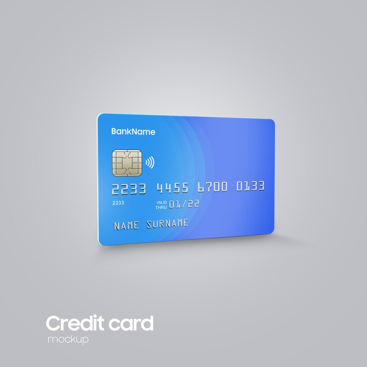 Realistic Plastic Card on hand Mockup