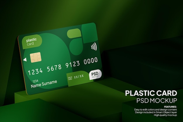 PSD realistic plastic card mockup suitable for credit card debit card membership id card voucher card