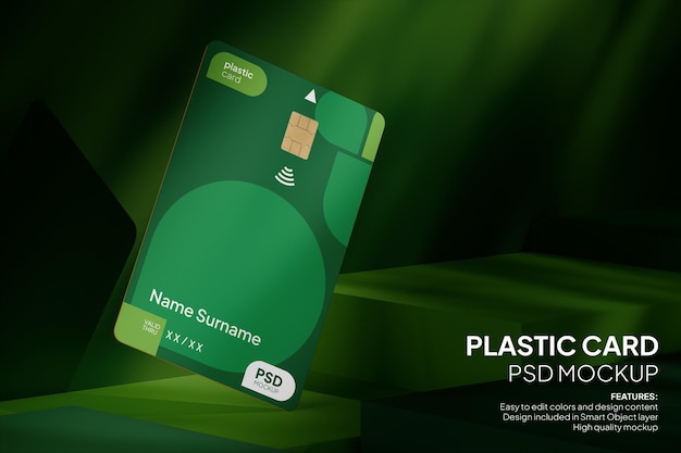 PSD Реалистичный пластиковый макет карты, подходящий для кредитной карты, дебетовой карты, членской карты, удостоверения личности, ваучера.