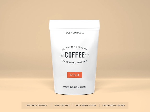 PSD realistic plastic coffee packaging mockup