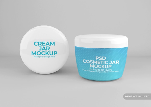 Realistic plastic cosmetic cream jar mockup