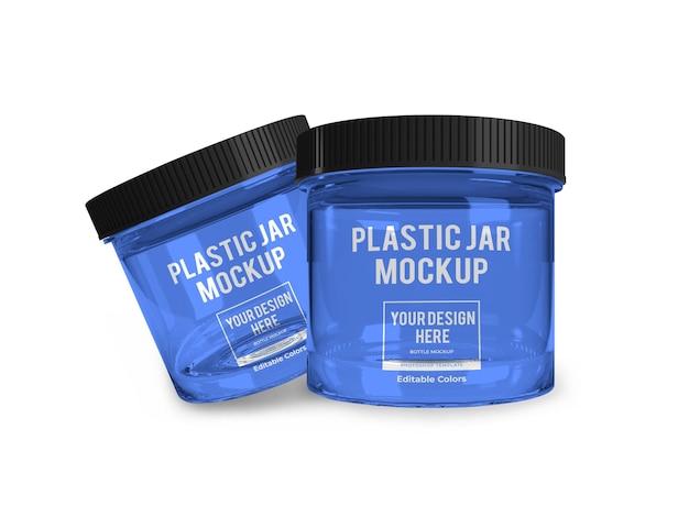 Realistic plastic jar mockup template isolated