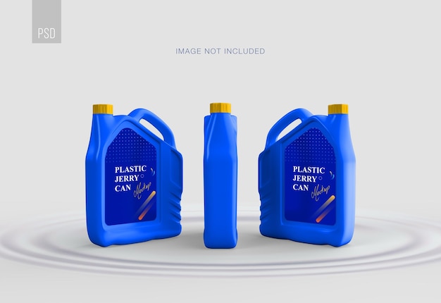 PSD realistic plastic jerry can mockup for brand and packaging