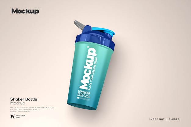 PSD mockup realistico di bottiglia shaker in plastica