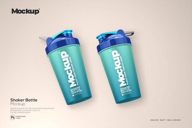 PSD mockup realistico di bottiglia shaker in plastica