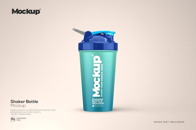 PSD mockup realistico di bottiglia shaker in plastica