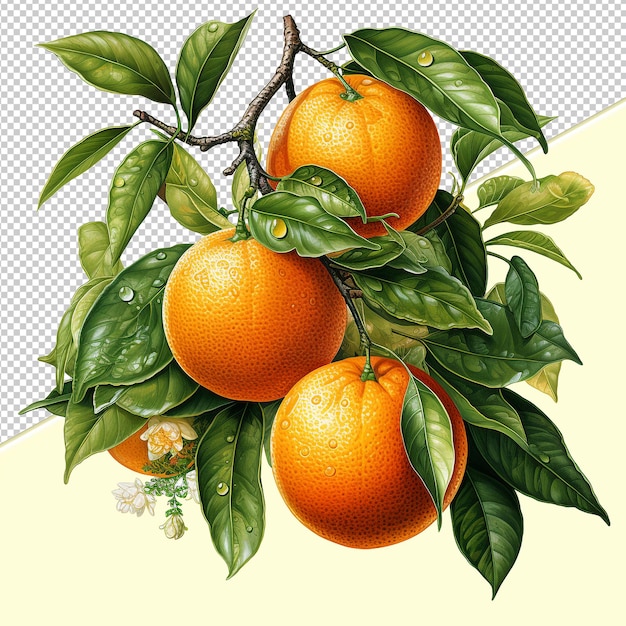 PSD 透明な背景のリアルなpngオレンジ