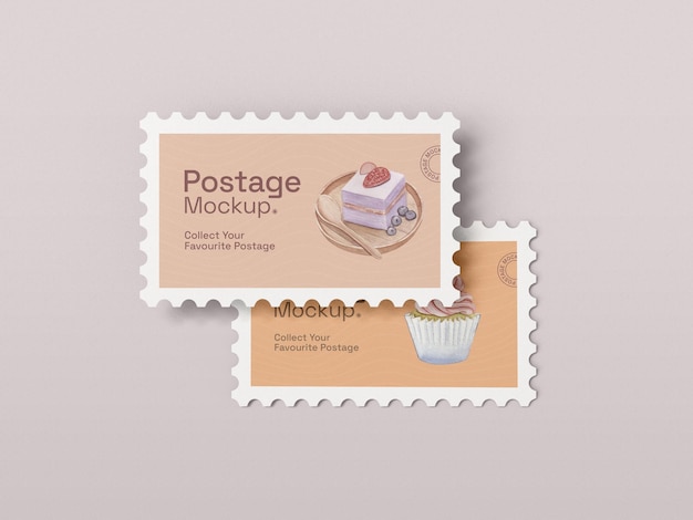 Realistic postage stamp mockup