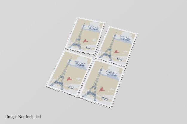 Realistic postage stamp mockup