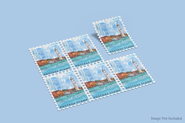 Realistic postage stampe mockup design