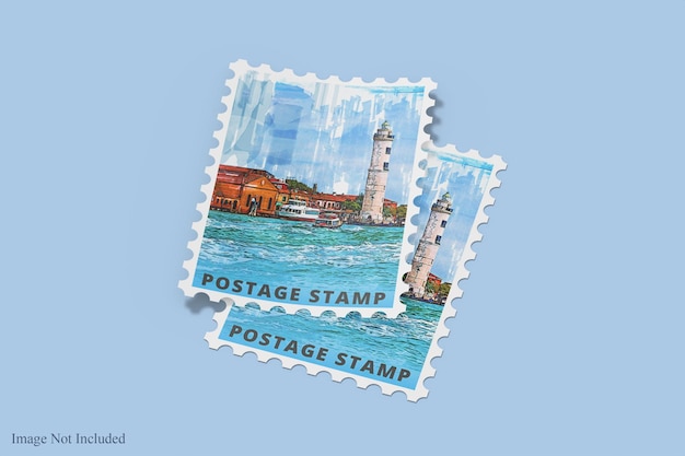 PSD 現実的な切手スタンプ モックアップ デザイン