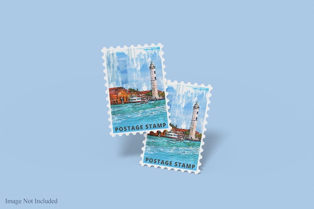 Realistic postage stampe mockup design