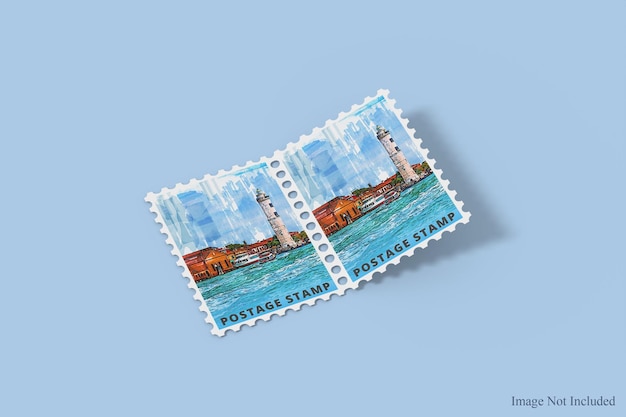 Realistic postage stampe mockup design