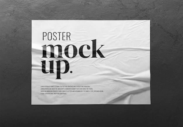 PSD realistic poster mockup on cement wall