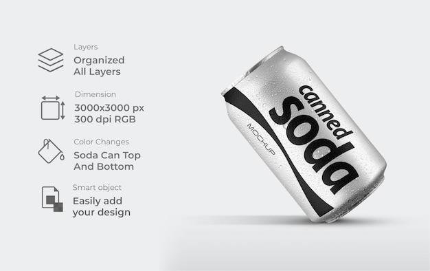 realistic premium 3d metallic can mockup