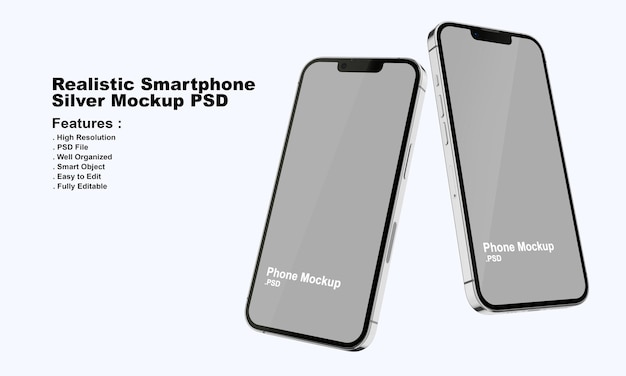 Mockup di smartphone argento premium realistico