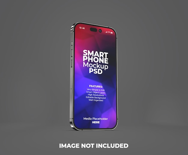 Realistic premium smartphone app presentation screen mockup template with transparent background