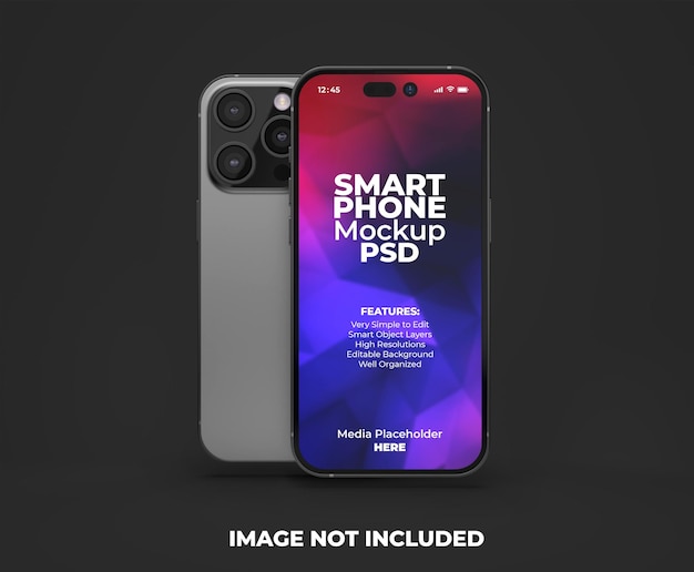 Realistic premium smartphone app presentation screen mockup template with transparent background