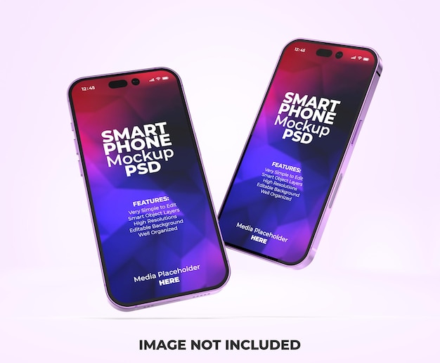 Realistic premium smartphone app presentation screen mockup template with transparent background