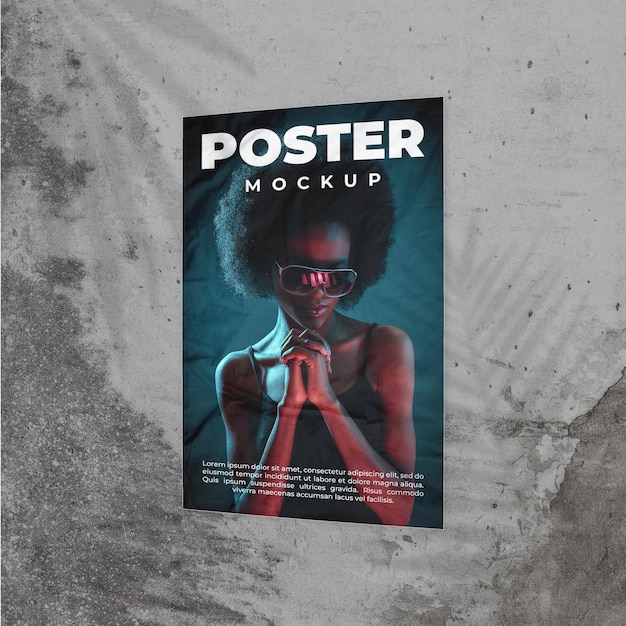 PSD modello di mockup di poster con stampa realistica