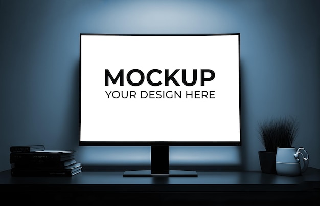 Modello di mockup di schermo psd realistico o mockup di schermo led vuoto