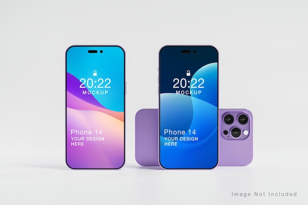 Mockup realistico dello schermo del telefono viola