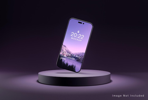 Mockup realistico dello schermo del telefono viola