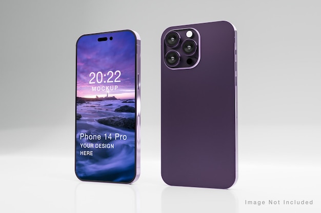 Mockup realistico dello schermo del telefono viola