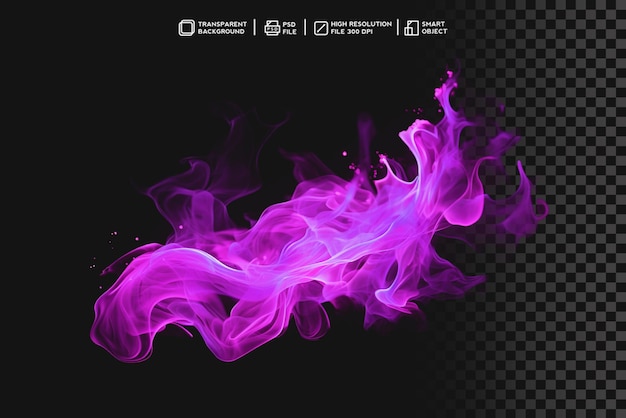 PSD Реалистичное пурпурное фиолетовое пламя psd на изолированном прозрачном фоне