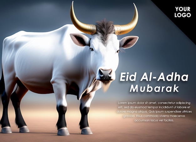 Realistic qurban cow for eid aladha greetings