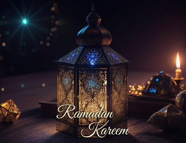 PSD realistic ramadan kareem background with text