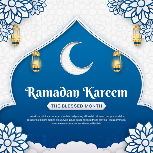 realistic ramadan kareem instagram post template design islamic background
