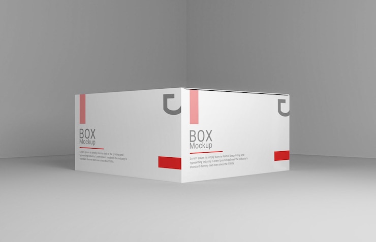 PSD realistic rectangle box mockup design with changeable color