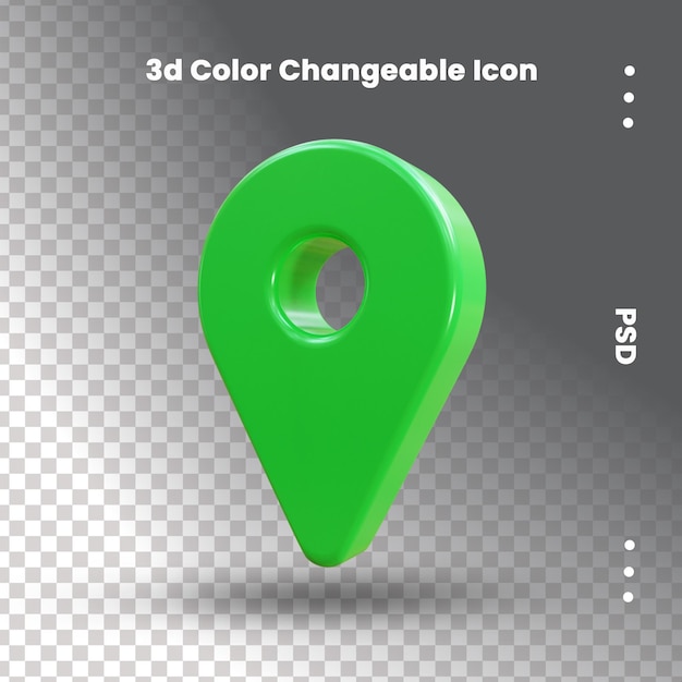 realistic Red 3d map pin location icon button