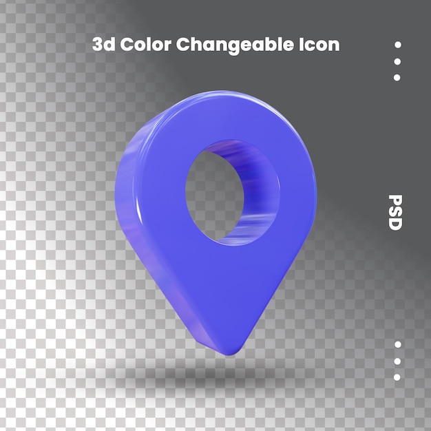 realistic Red 3d map pin location icon button