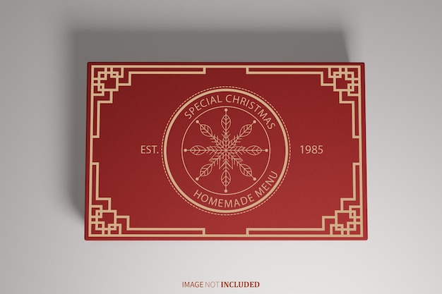 Mockup logo realistico scatola rossa vista dall'alto psd