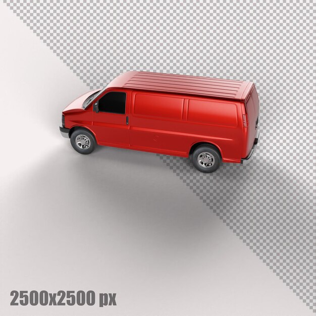 PSD realistic red cargo van in 3d render