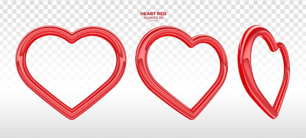 발렌타인 데이 대 한 현실적인 붉은 심장 3d 렌더링