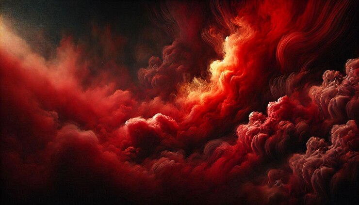 PSD realistic red smoke on black background