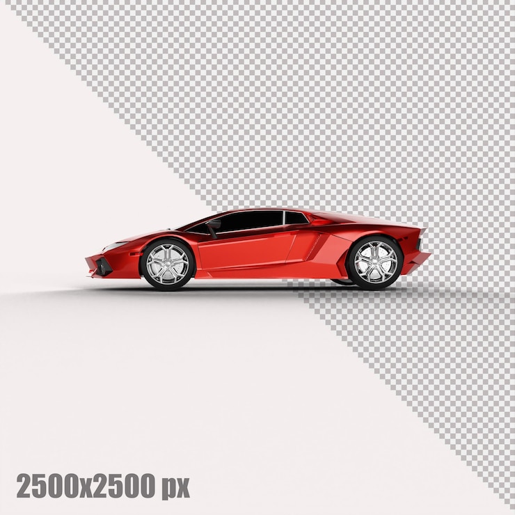 PSD realistic red sport car in 3d render